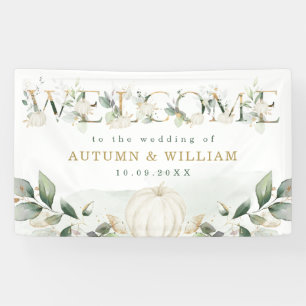 Banderoles Automne Citrouille Sage Greenery Mariage d'or Bien
