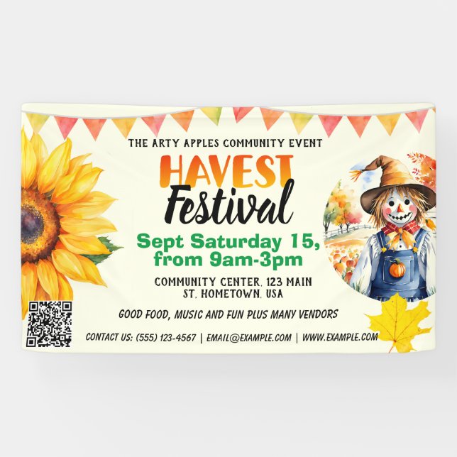 Banderoles Automne Harvest Festival qr code (Horizontal)