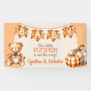 Banderoles Automne Plaid Teddy Bear Citrouille Feuilles