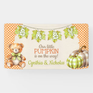 Banderoles Automne Plaid Teddy Bear Citrouille Feuilles
