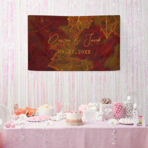 Banderoles Automne Rouge or Rustique Élégant Feuilles d'érabl