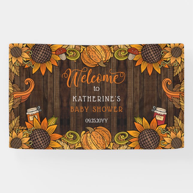 Banderoles Automne Rustique | Baby shower d'automne (Horizontal)