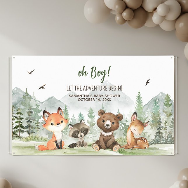 Banderoles Aventure Commence Animaux de la Forêt Baby Shower (Créateur téléchargé)