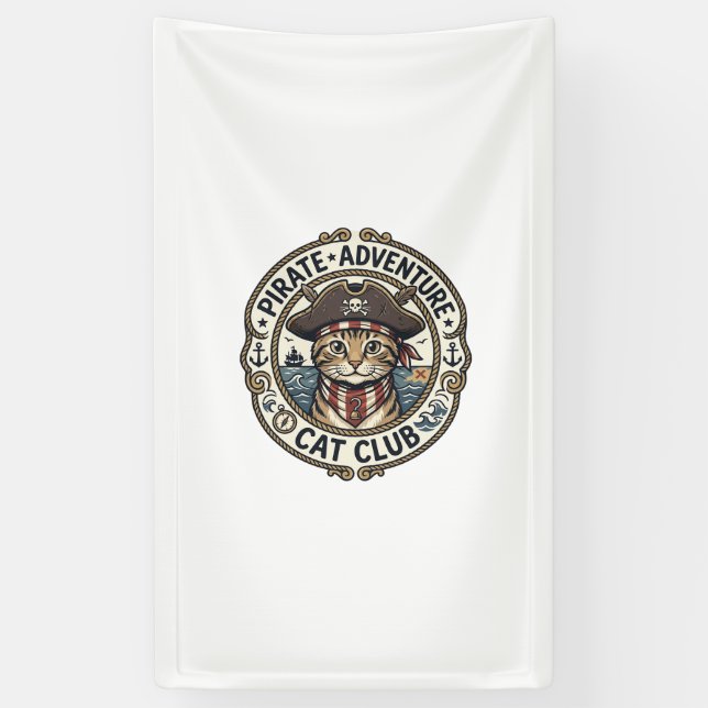 Banderoles Aventure de pirate Chat POD Vector Art - Aventure  (Vertical)