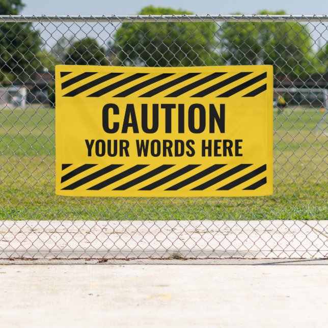 Banderoles Avertissement Jaune Noir Frappe tout texte (En situation)