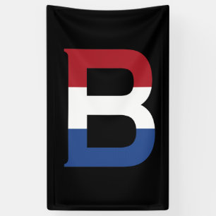 Banderoles B Monogramme superposé sur le drapeau de la NLD su