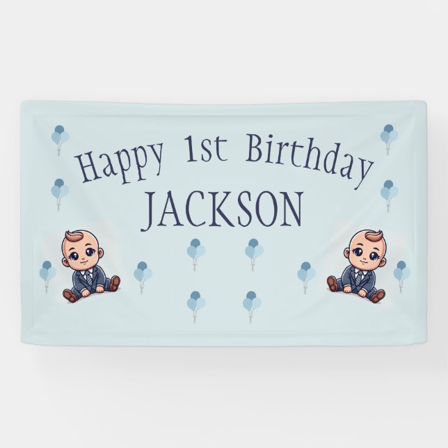 Banderoles Baby Boss Anniversaire Bannière-Personnalisation D (Horizontal)