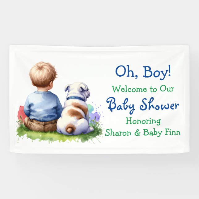 Banderoles Baby Boy et son Baby shower Bulldog (Horizontal)
