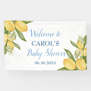 Banderoles Baby Boy Positano Lemons Baby shower bleu fond