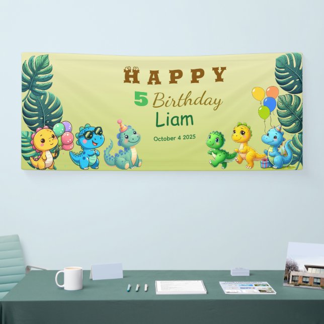 Banderoles Baby Dino Birthday Banner (Salon professionnel)