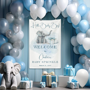 Banderoles Baby Elephant Hello Baby Boy Blue Baby Sprinkel