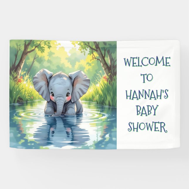 Banderoles Baby Elephant Themed Personalized Birthday Party (Horizontal)