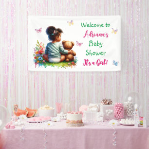 Banderoles Baby Girl et son ours en peluche   Baby shower de