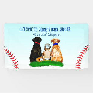 Banderoles Baby shower à thème de baseball et de chiens