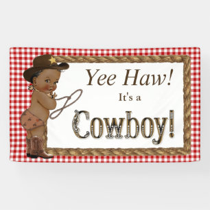Banderoles Baby shower afro-américain de cowboy