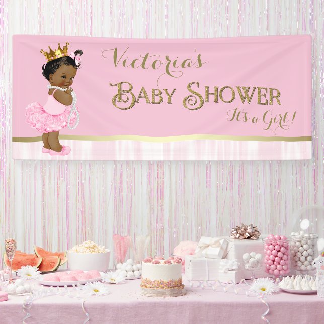 Banderoles Baby shower Afro-Américain Princesse Ballerina (Créateur téléchargé)
