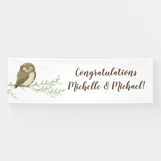 Banderoles Baby shower animal de Owl Woodland (Horizontal)