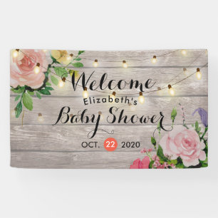 Banderoles Baby shower Aquarelle Succulent Plantes Bois blanc