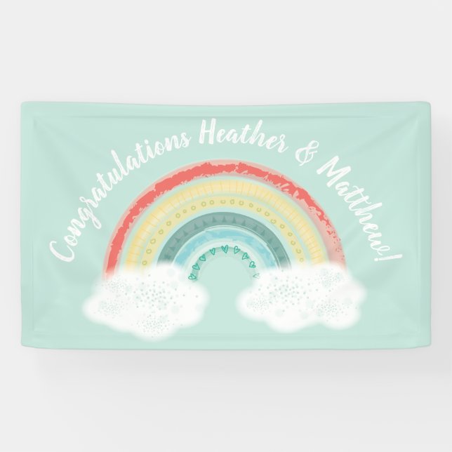 Banderoles Baby shower arc-en-ciel Boho (Horizontal)