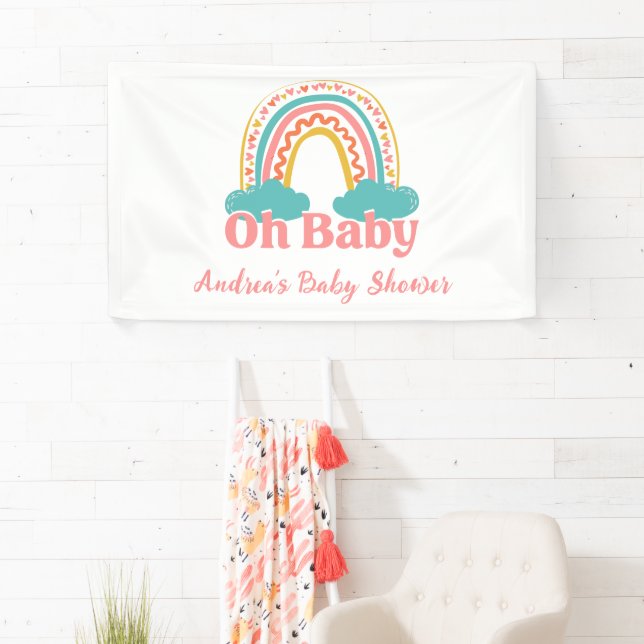 Banderoles Baby shower arc-en-ciel coloré (En situation)