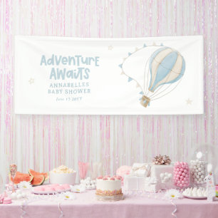 Banderoles Baby shower ballon à air chaud bleu aventure en at