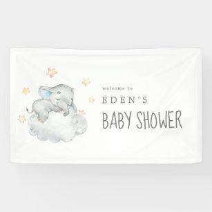Banderoles Baby shower bébé petit éléphant couchage accueil