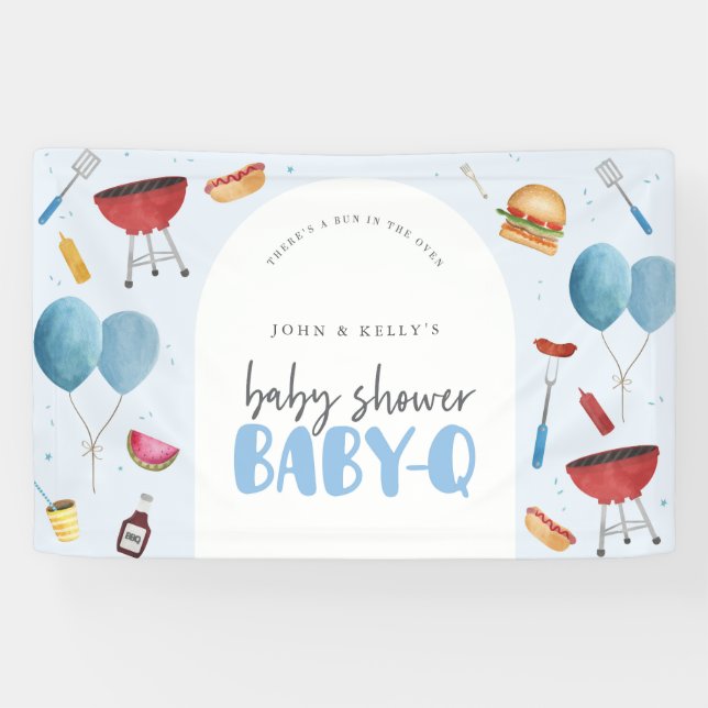 Banderoles Baby shower bébé-Q (BBQ) grand bandeau (Horizontal)