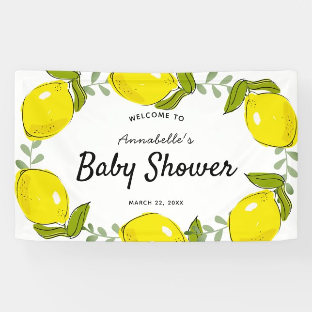 Banderoles Baby shower blanc citron Citrus (Horizontal)