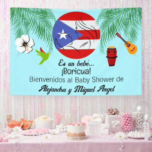 Banderoles Baby Shower Bleu Boricua Portoricain Espagnol