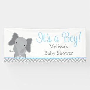 Banderoles Baby shower bleu-clair 6' de Chevron d'éléphant