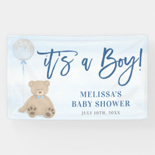 Banderoles Baby shower Bleu de l'ours en peluche