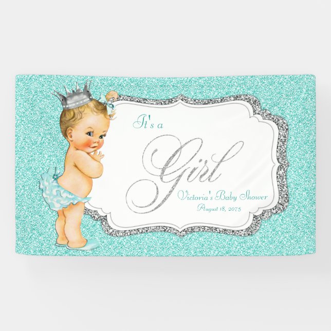 Banderoles Baby shower bleu turquoise (Horizontal)