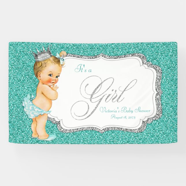 Banderoles Baby shower bleu Turquoise élégant (Horizontal)