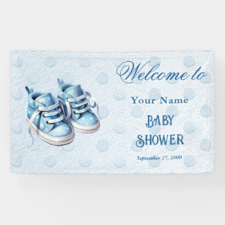 Banderoles Baby shower Blue Baby Shoes Bienvenue