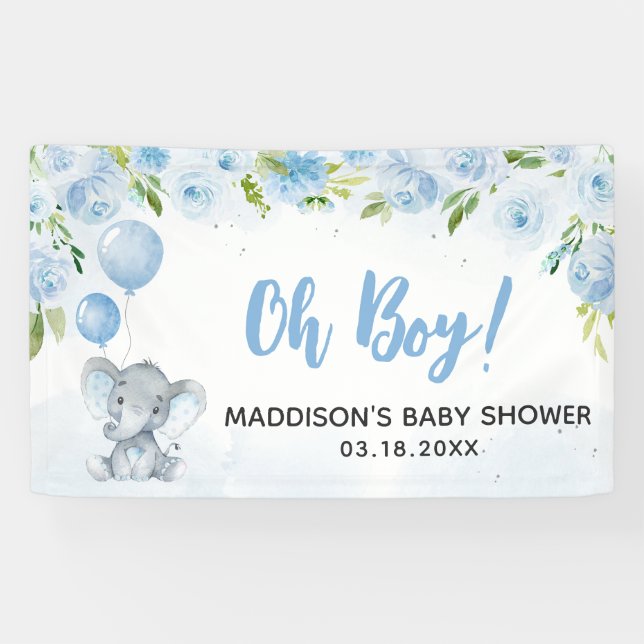 Banderoles Baby shower Blue Elephant (Horizontal)