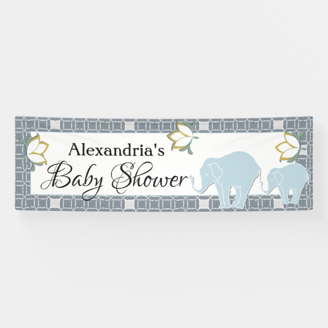 Banderoles Baby shower Blue Elephant Boy (Horizontal)
