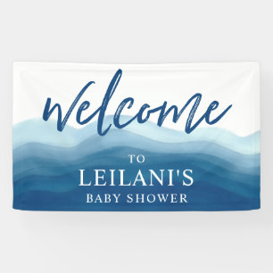 Banderoles Baby shower Blue Ombre Aquarelle Bienvenue
