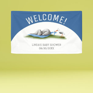 Banderoles Baby shower Blue Welcome Elephant Boy