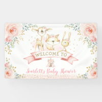 Baby shower Blush Gold Woodland Animaux Bienvenue