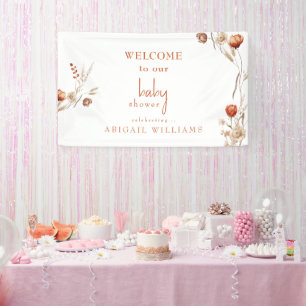 Banderoles Baby Shower Bohème Fleur Séchée Terracotta
