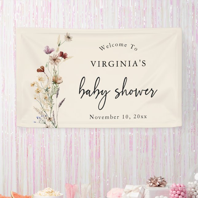 Banderoles Baby-Shower Bohème pour Bébé (Boho Wildflower Baby Shower Welcome Banner by Painted Paperie
)