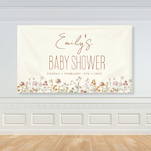 Banderoles Baby shower Boho Fleur sauvage en terre cuite