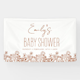 Banderoles Baby shower Boho Fleur sauvage en terre cuite
