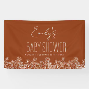 Banderoles Baby shower Boho Fleur sauvage orange brûlé