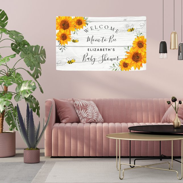 Banderoles Baby shower bois rustique tournesol de bois maman  (Créateur téléchargé)