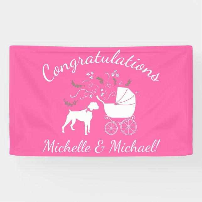 Banderoles Baby shower Chien Boxer Chien Chien Chien Chien ro (Horizontal)