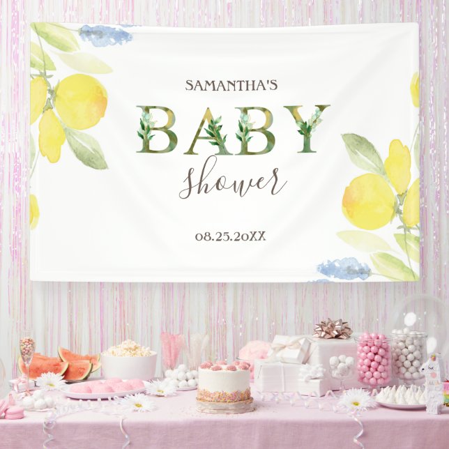 Banderoles Baby Shower Citrons Aquarelle (Fête)
