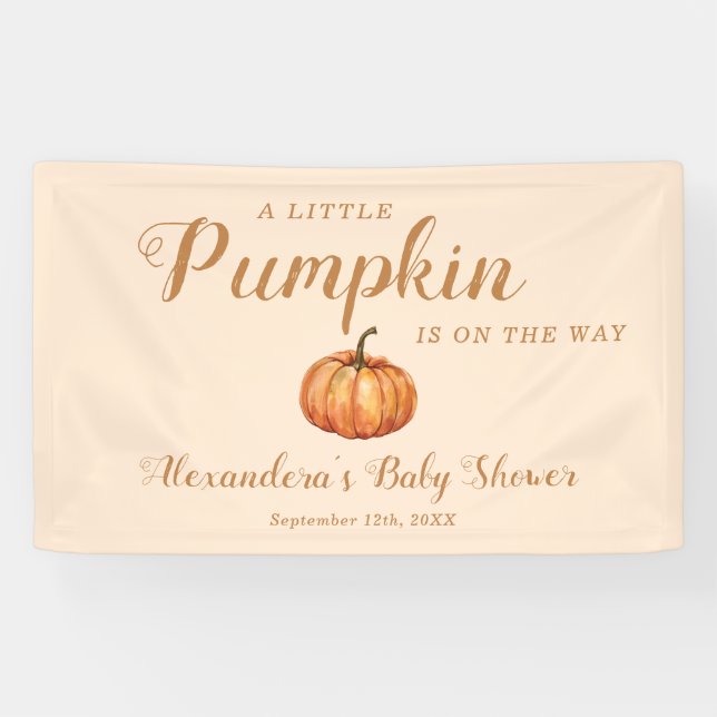 Banderoles Baby shower Citrouille Automne Bienvenue (Horizontal)