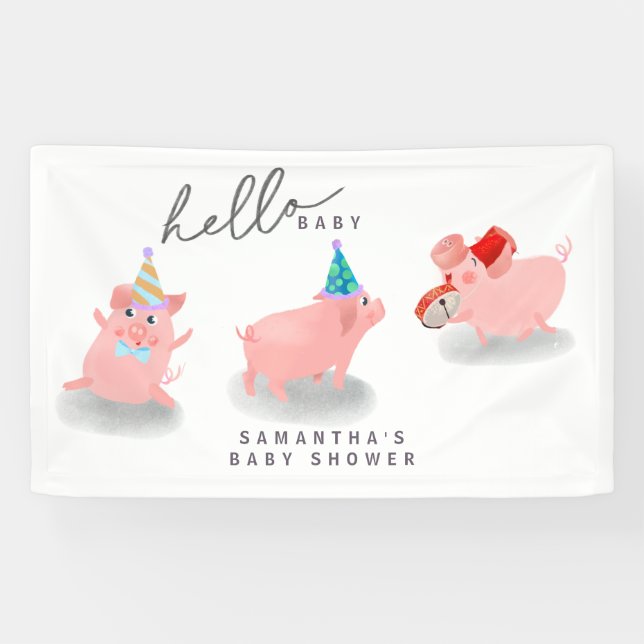 Banderoles baby shower cochon (Horizontal)