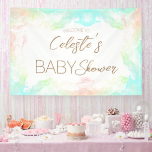 Banderoles Baby shower coloré arc-en-ciel nuages Bienvenue